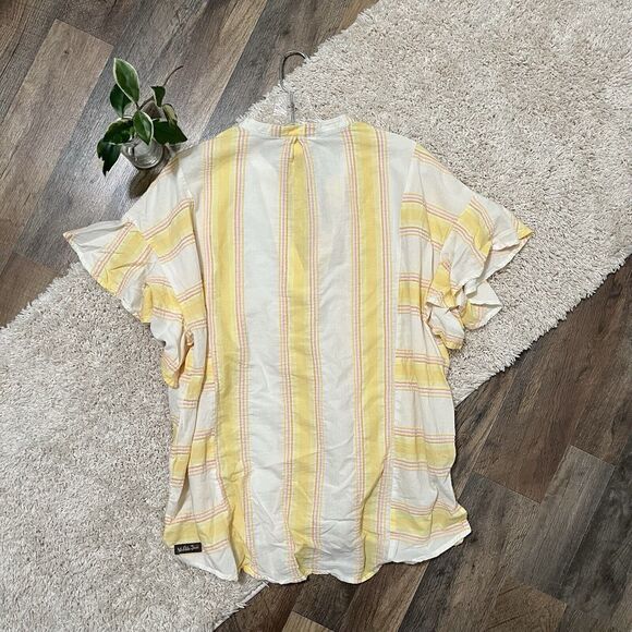 Matilda Jane Size Medium Oversized Pastel Striped Summer Picnic Ruffle Top - Picture 6 of 7